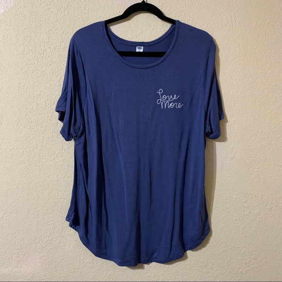Old Navy Tops - Old Navy Love More Embroidered Blue Shirt 2X XXL